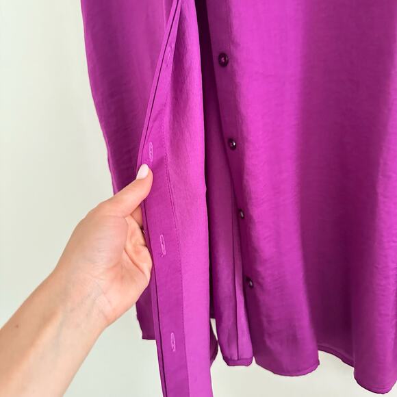 Chico's Button Front Short Sleeve Tunic Purple 8 - Picture 7 of 9